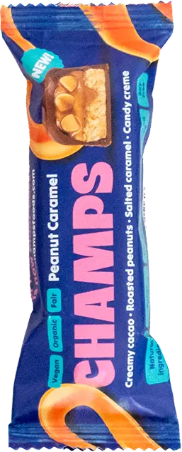 Product CHAMPS &bdquo;Peanut Caramel&ldquo; packaged in Koehler NexPlus&reg; Advanced 75 gsm