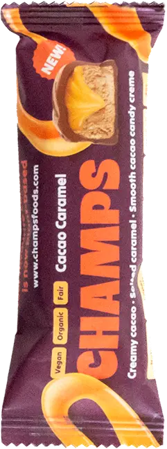 Product CHAMPS &bdquo;Cacao Caramel&ldquo; packaged in Koehler NexPlus&reg; Advanced 75 gsm