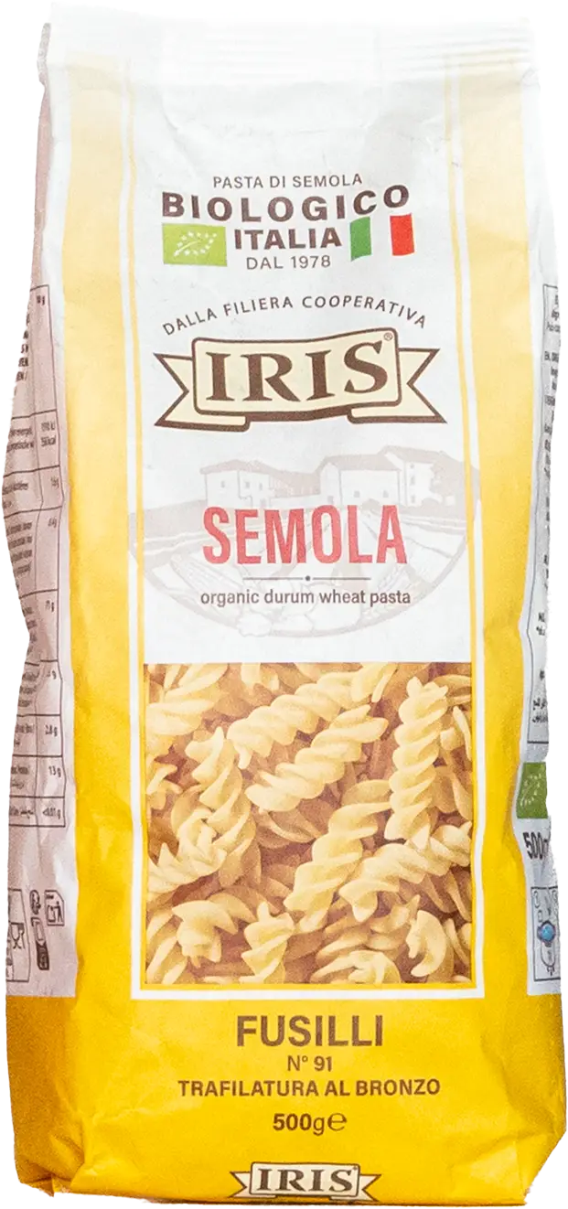 Product IRIS Bio Fusilli packaged in Koehler NexPlus&reg; Seal Pure 65 gsm