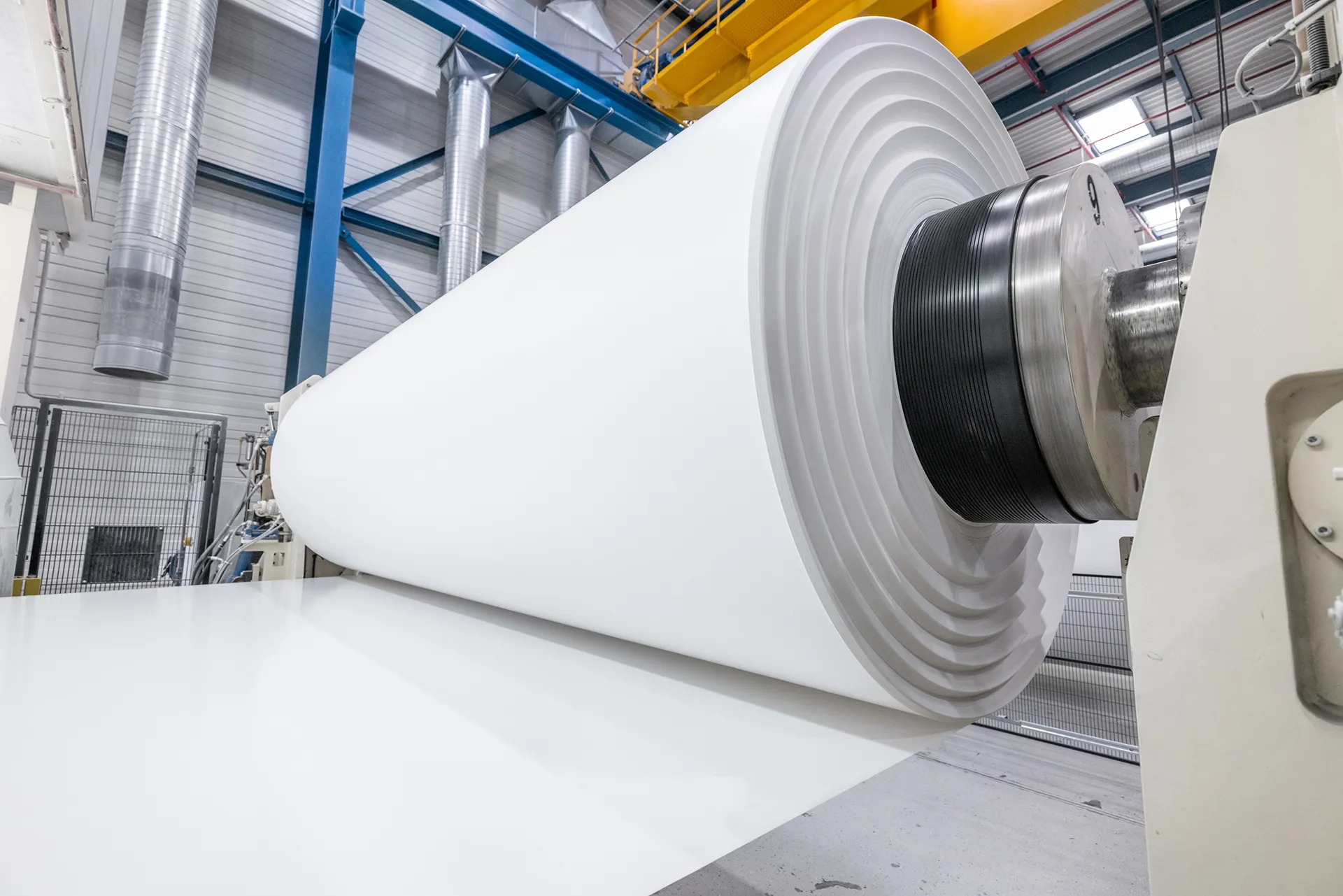 A roll of paper in a machine