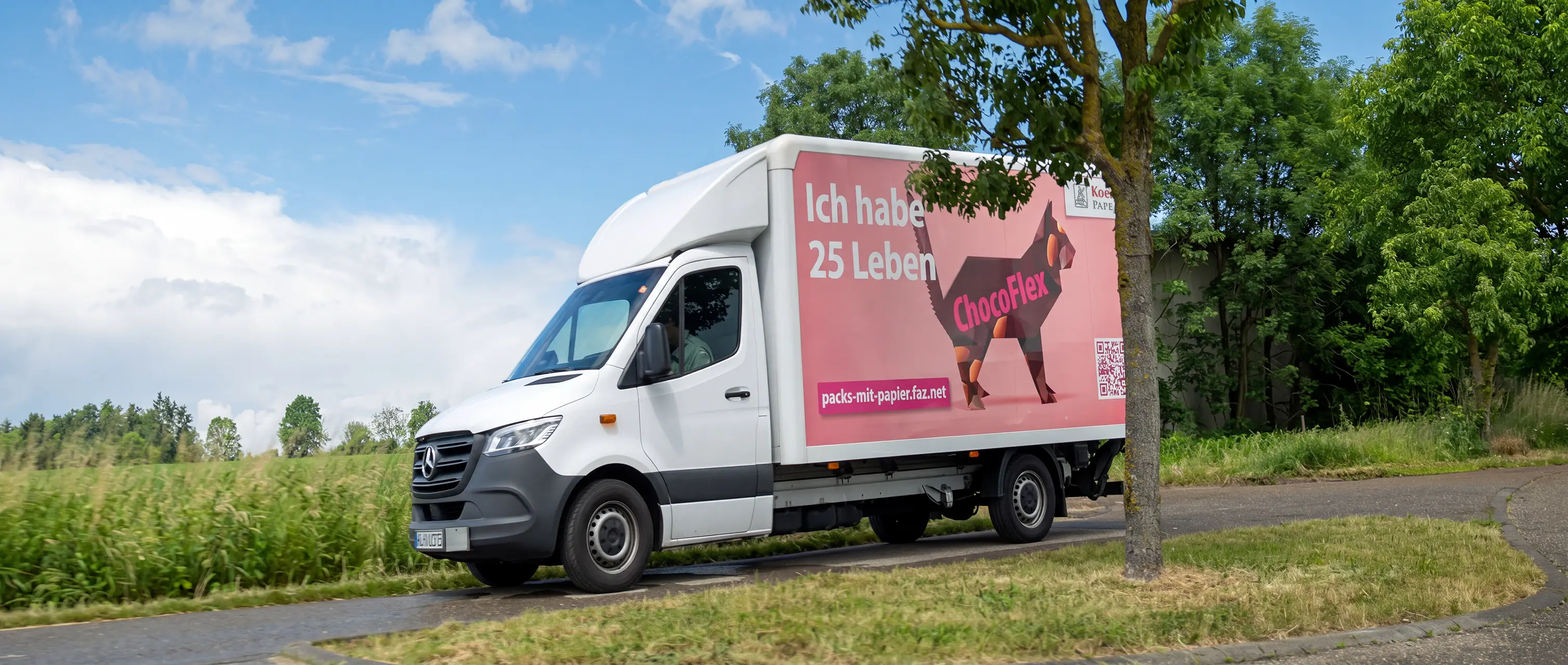 A small truck with the Koehler cat on its way through Germany